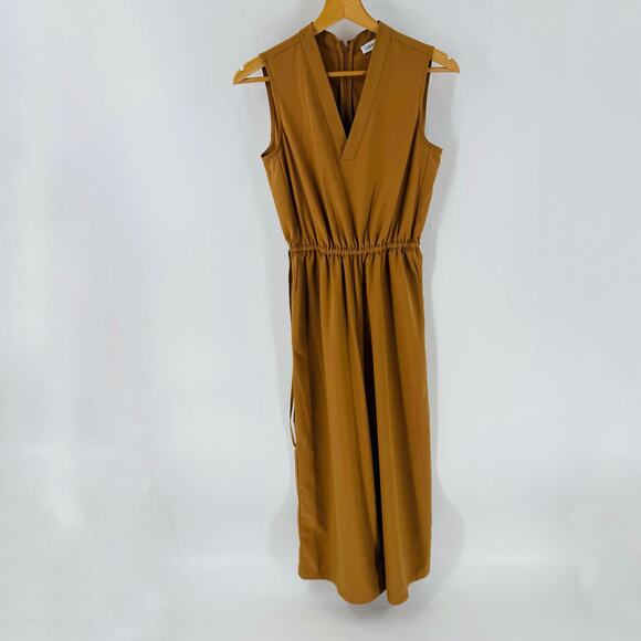 Calvin Klein Brown Sleeveless Wide Leg Jumpsuit Size 2 Minimalist Workwear Chic - Picture 8 of 8